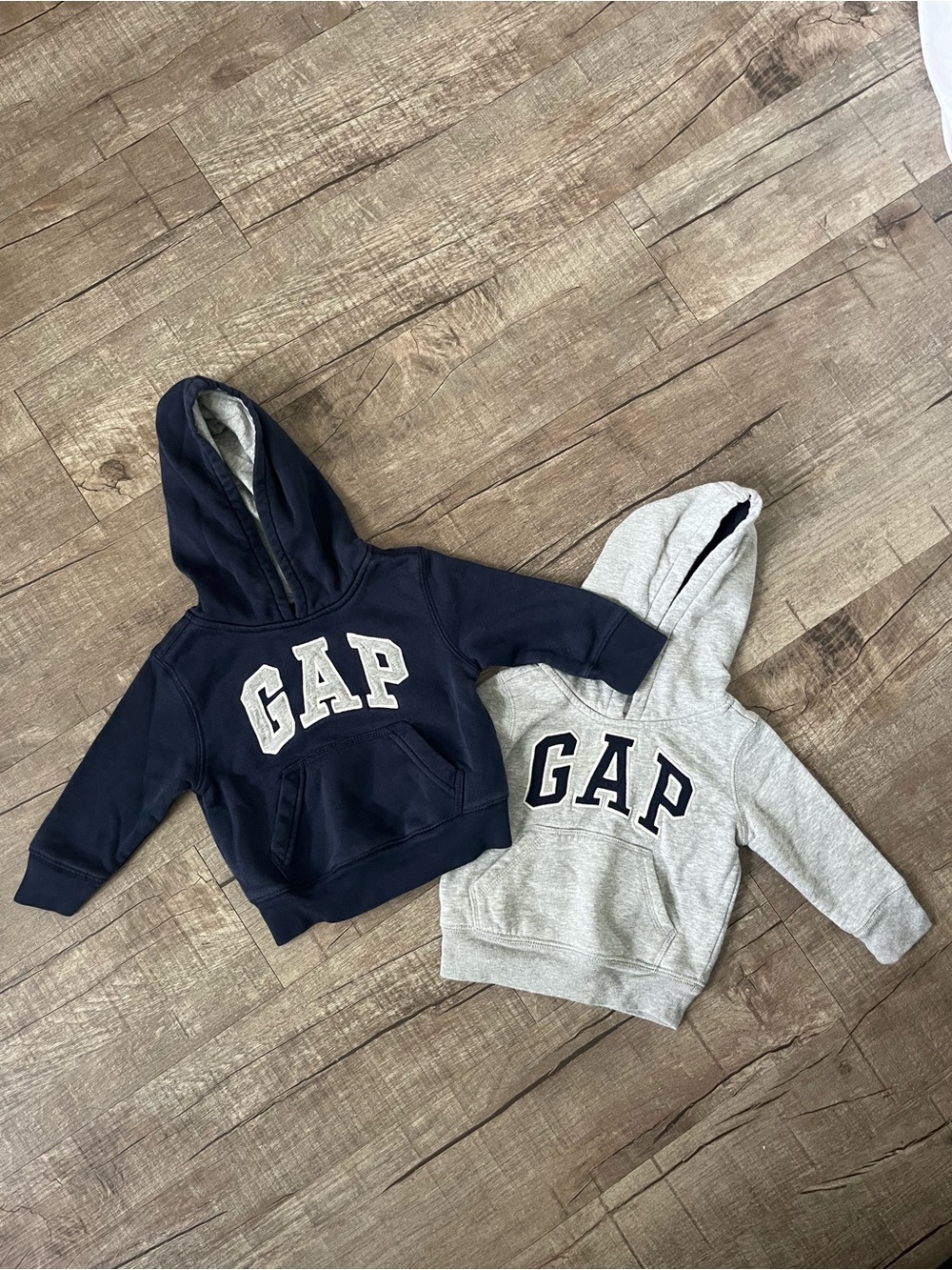 Vintage GAP Kids Hoodie Set — Navy and Light Gray Pullover Hoodies